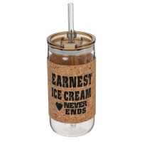 Бутылка с трубочкой, 410 мл, L7 W7 H14,5 см, 4в.