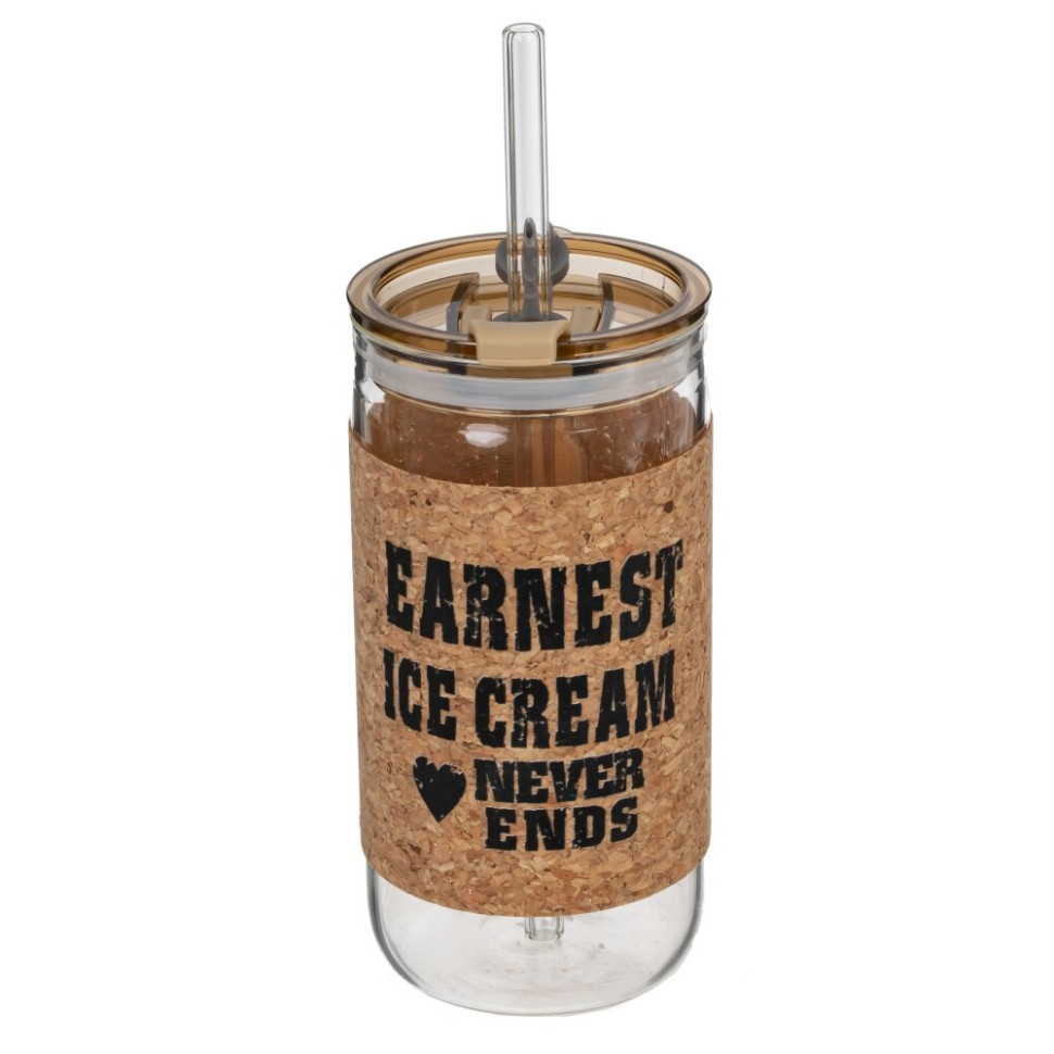 Бутылка с трубочкой, 410 мл, L7 W7 H14,5 см, 4в.