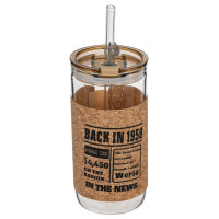 Бутылка с трубочкой, 410 мл, L7 W7 H14,5 см, 4в.