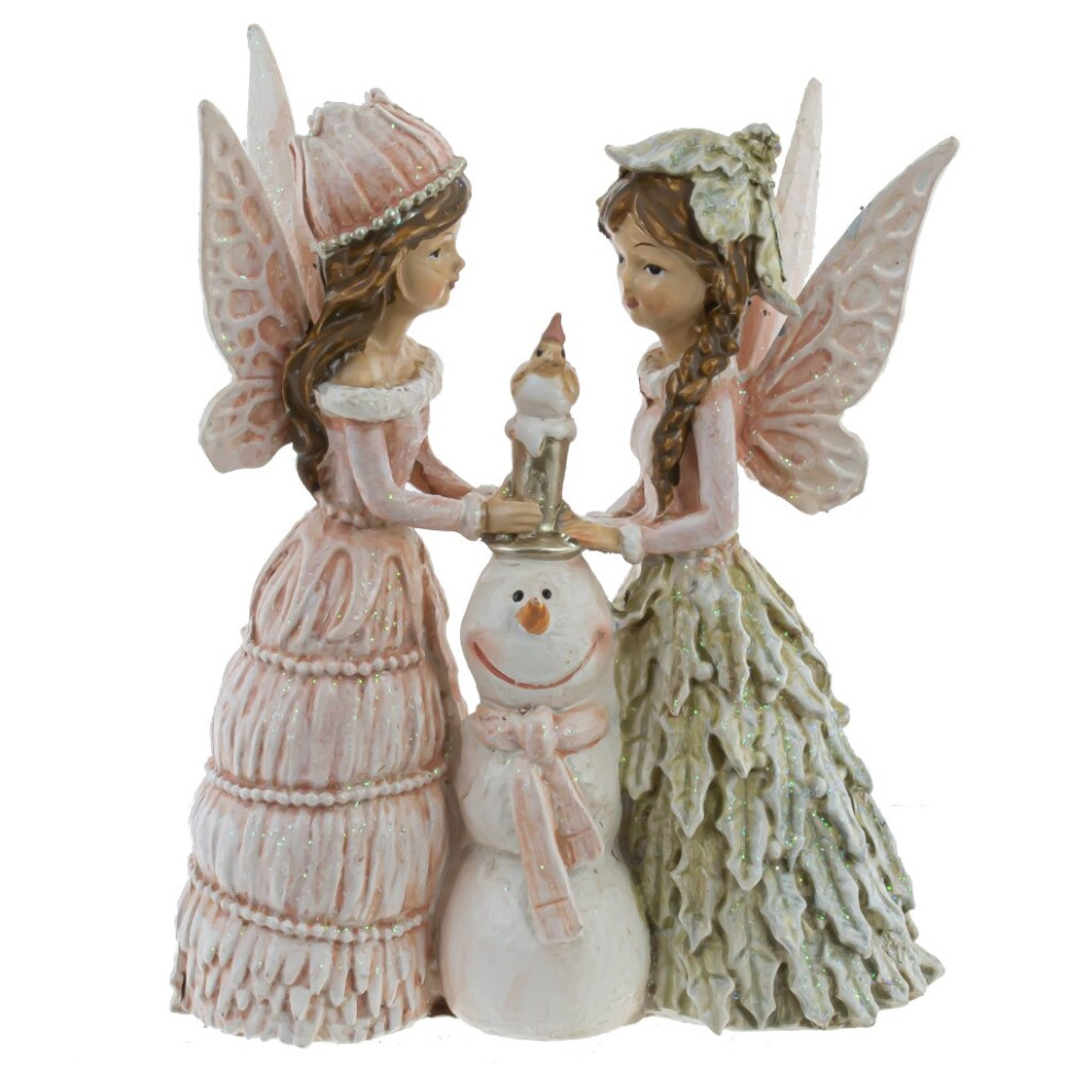 Фигурка декоративная "Феи и снеговик", L7,5 W3 H10 см