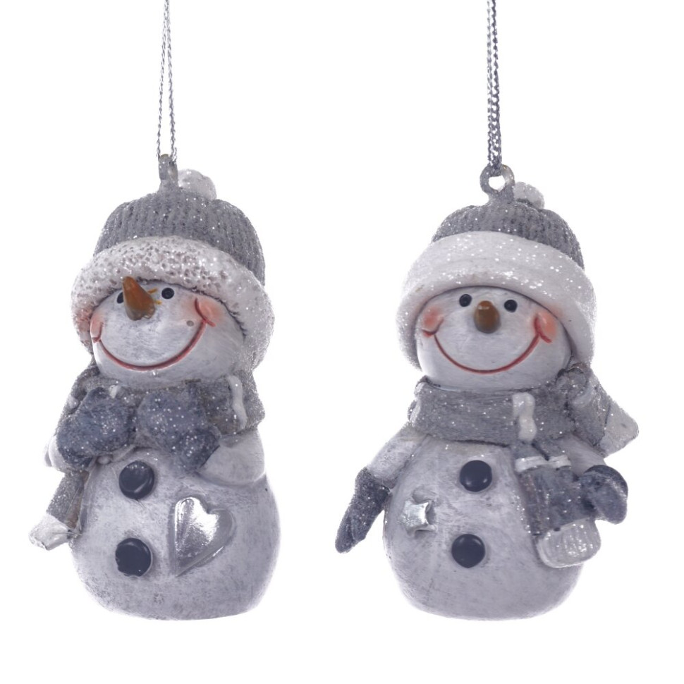 Фигурка декоративная подвесная "Снеговик", L4 W3 H6 см, 2в.