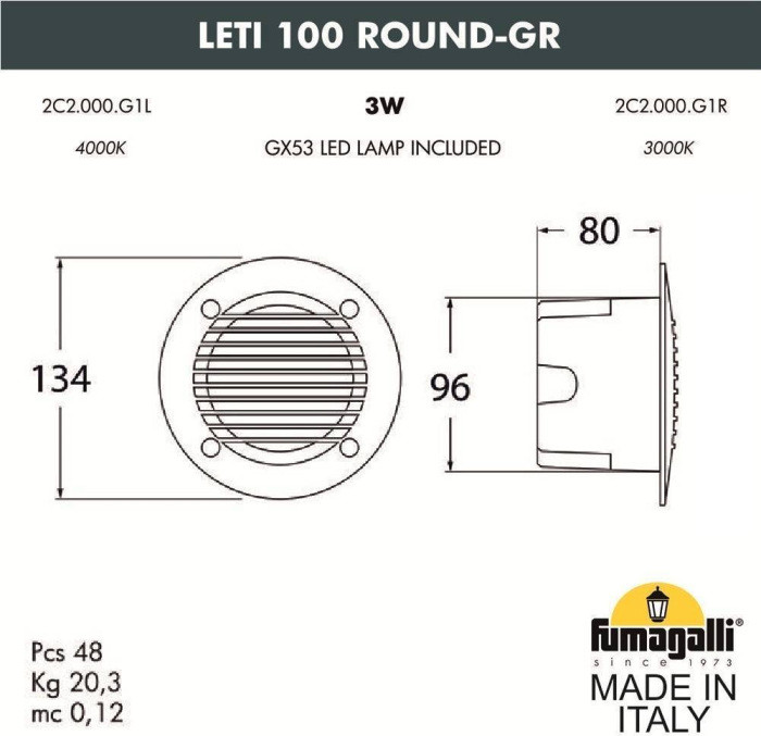 Подсветка для лестниц и ступеней Leti 2C2.000.000.WYG1L Fumagalli