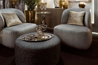 Пуф круглый Murano жаккард синий Пуф круглый Murano жаккард синий