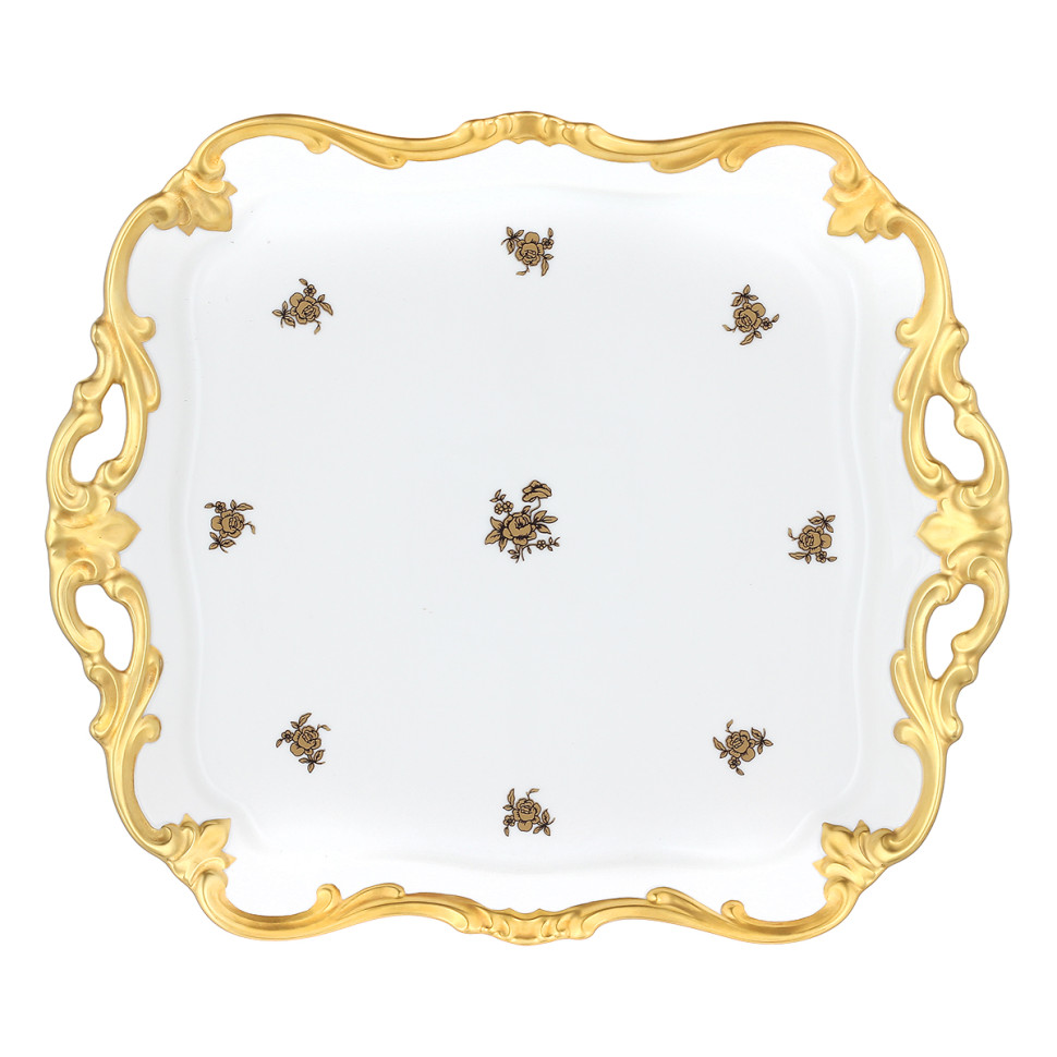 Блюдо квадратное 30см."Роза золотая"