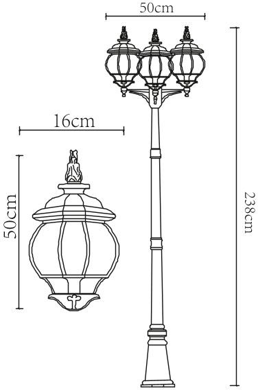 Наземный фонарь Atlanta A1047PA-3BN Arte Lamp