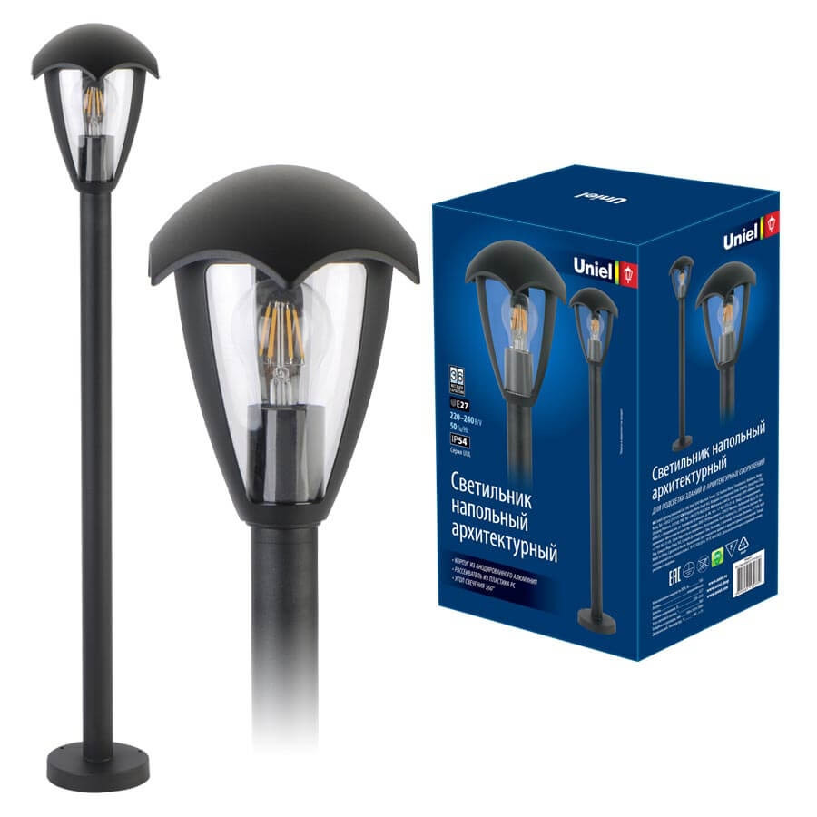 Наземный фонарь  UUL-T80A 60W/E27 IP54 BLACK Uniel