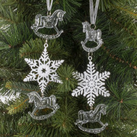 Украшение новогоднеe подвеска"Снежинка с лошадками", L6,5 W1 H19 см, 2в.