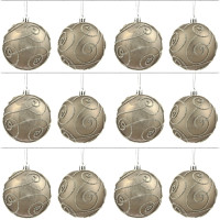Набор из 12шт Украшение новогоднее Шар "Волшебный завиток", D8 см, L35 W28 H21 см