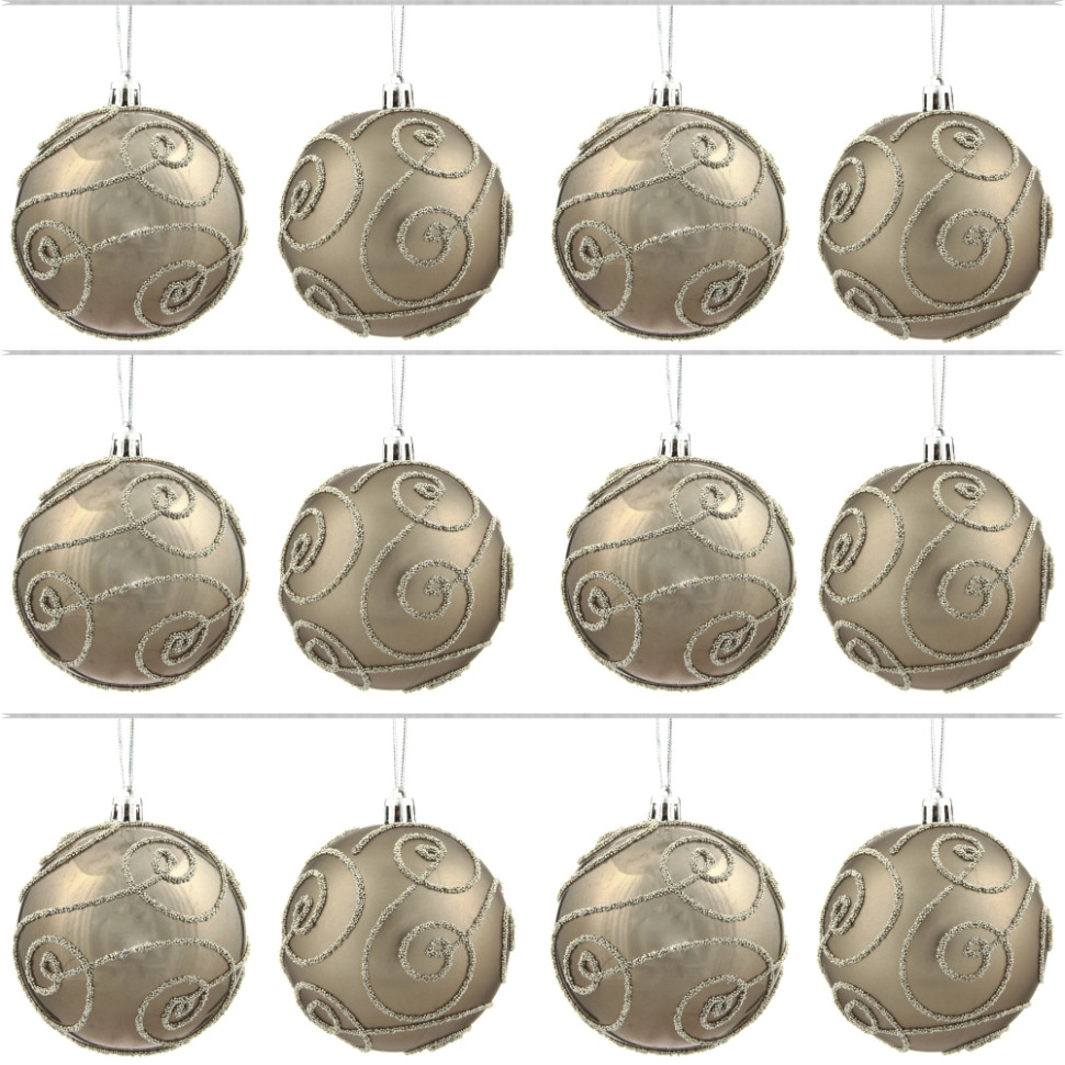 Набор из 12шт Украшение новогоднее Шар "Волшебный завиток", D8 см, L35 W28 H21 см