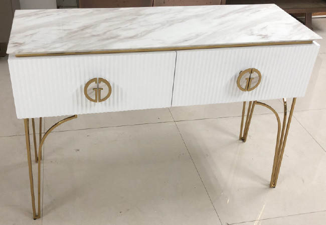 Консоль Plisse белая/золото