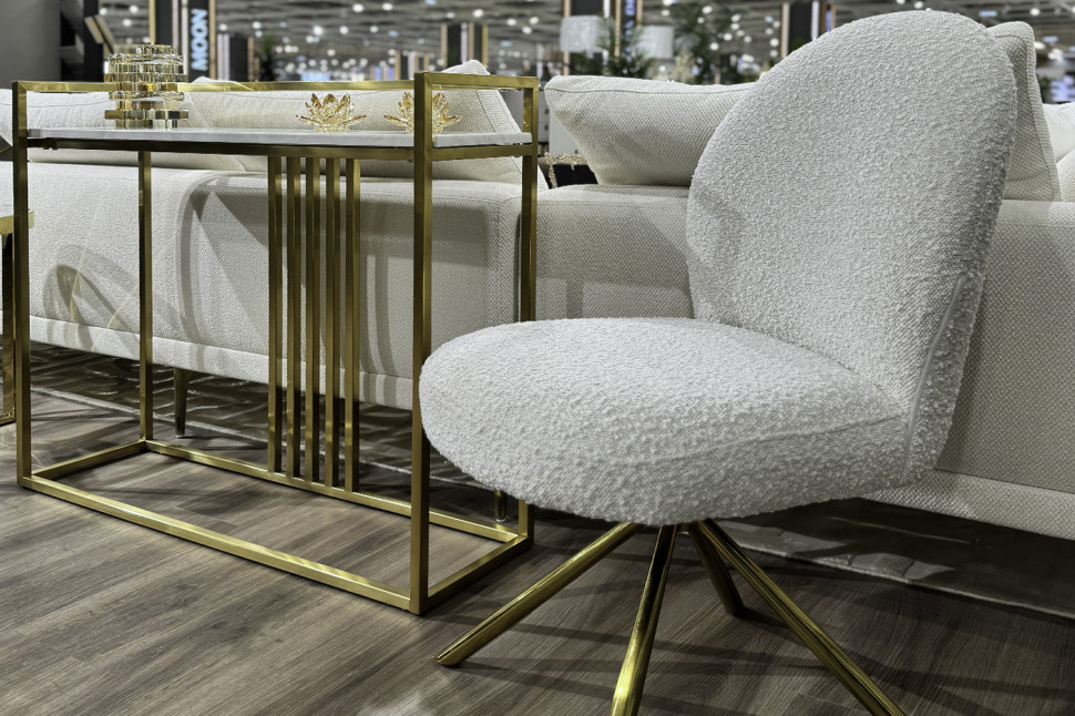 Стул обеденный вращающийся букле белый