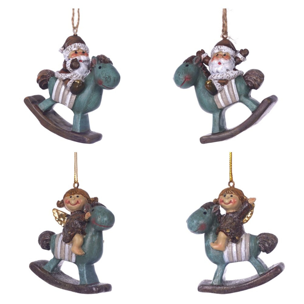 Фигурка декоративная подвесная "Ангел/ Дед Мороз", L5,5 W2 H6 см, 4в.