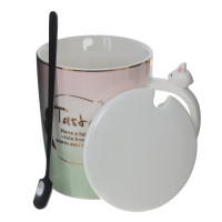 Кружка с крышкой и ложкой, 400 мл, L13 W9 H13 см, 4в.