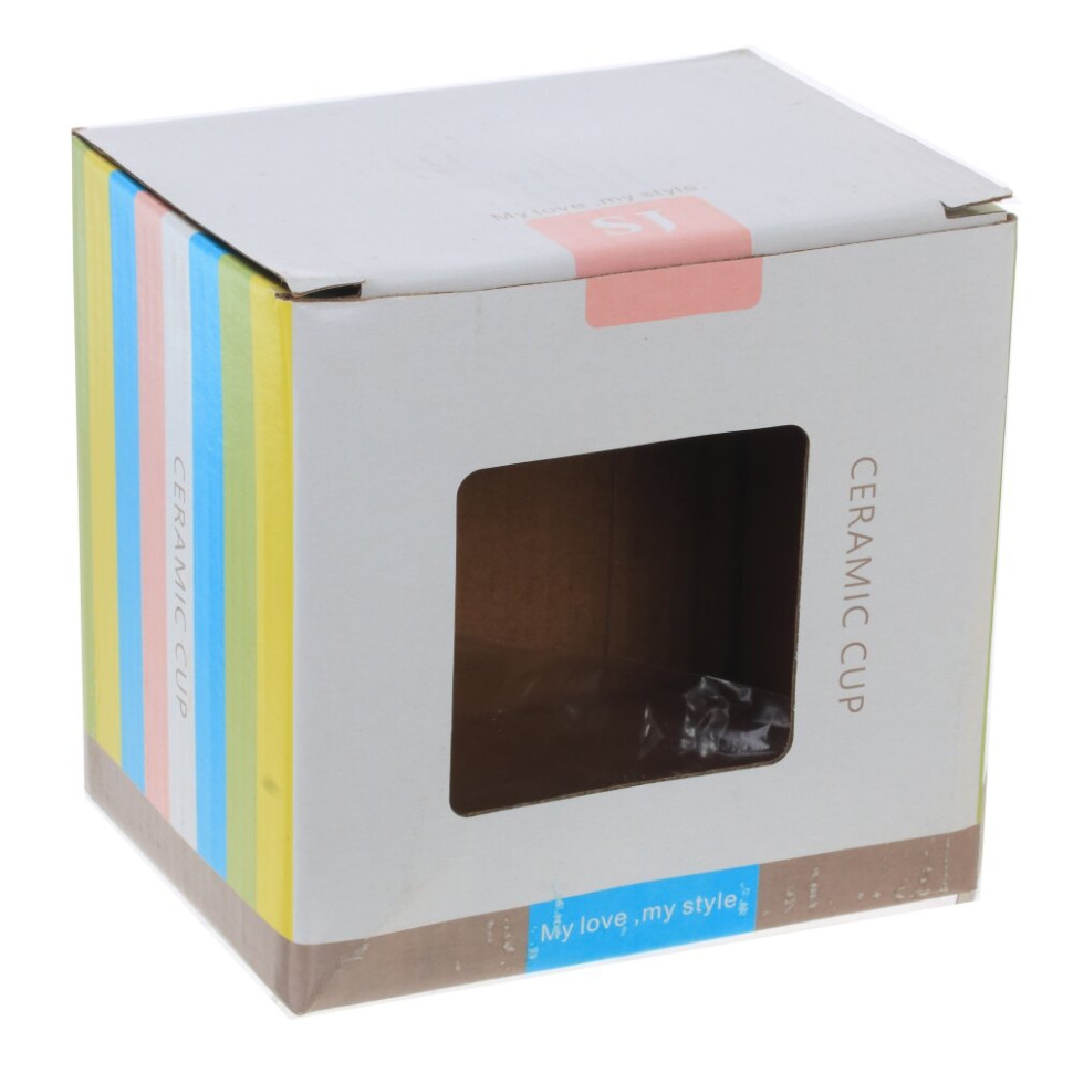 Кружка с крышкой и ложкой, 400 мл, L13 W9 H13 см, 4в.