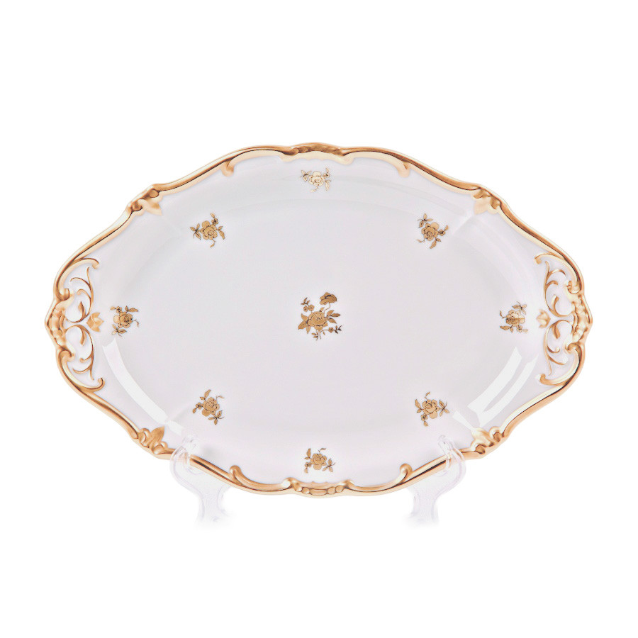 Блюдо овальное 28см."Роза золотая"