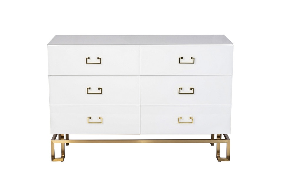 Комод с ящиками белый/золото