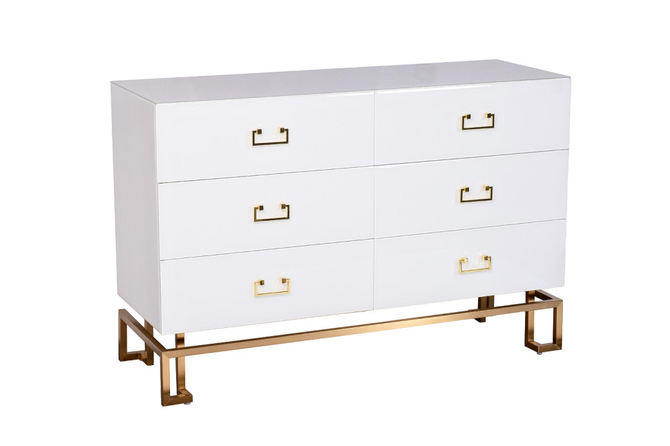 Комод с ящиками белый/золото