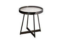 Столик журнальный белый керамогранит/черный хром Столик журнальный белый керамогранит/черный хром