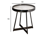 Столик журнальный белый керамогранит/черный хром Столик журнальный белый керамогранит/черный хром
