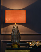 Лампа настольная серо-зеленое стекло (коричневый плафон) Лампа настольная серо-зеленое стекло (коричневый плафон)