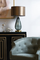 Лампа настольная серо-зеленое стекло (коричневый плафон) Лампа настольная серо-зеленое стекло (коричневый плафон)