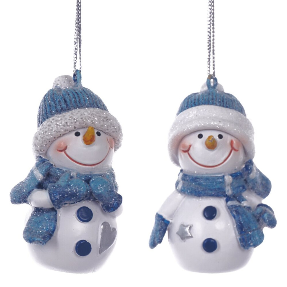 Фигурка декоративная подвесная "Снеговик", L4 W2,5 H6 см, 2в.