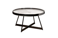 Стол журнальный белый керамогранит/черный хром Стол журнальный белый керамогранит/черный хром