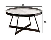 Стол журнальный белый керамогранит/черный хром Стол журнальный белый керамогранит/черный хром