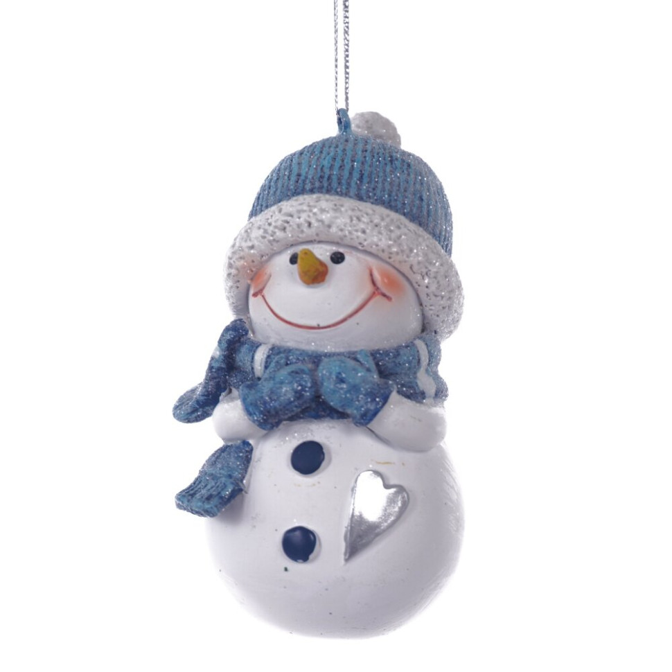 Фигурка декоративная подвесная "Снеговик",  L5 W4,5 H8,5 см, 2в.