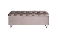 Банкетка с ящиком велюровая серо-бежевая Банкетка с ящиком велюровая серо-бежевая