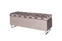 Банкетка с ящиком велюровая серо-бежевая Банкетка с ящиком велюровая серо-бежевая