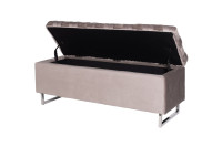 Банкетка с ящиком велюровая серо-бежевая Банкетка с ящиком велюровая серо-бежевая