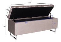 Банкетка с ящиком велюровая серо-бежевая Банкетка с ящиком велюровая серо-бежевая