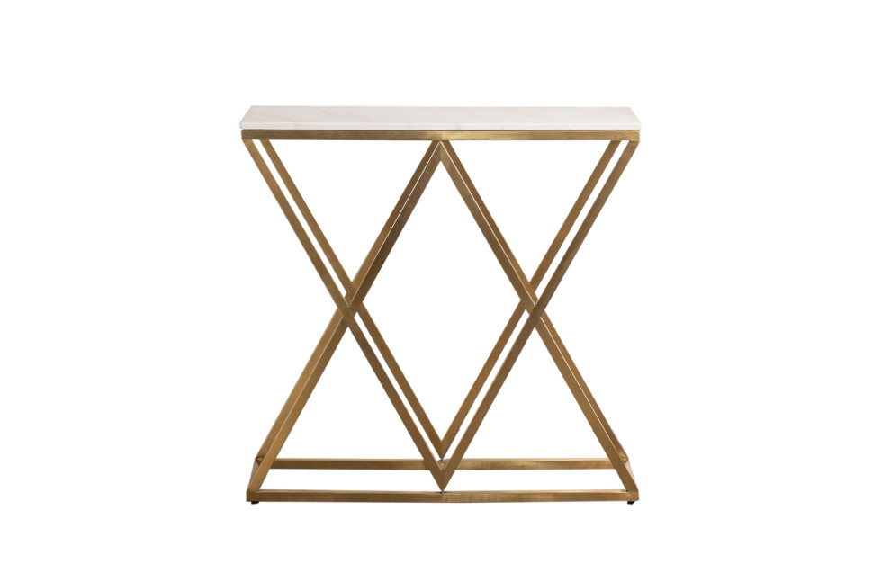 Консоль искусственный белый мрамор/мат.золото