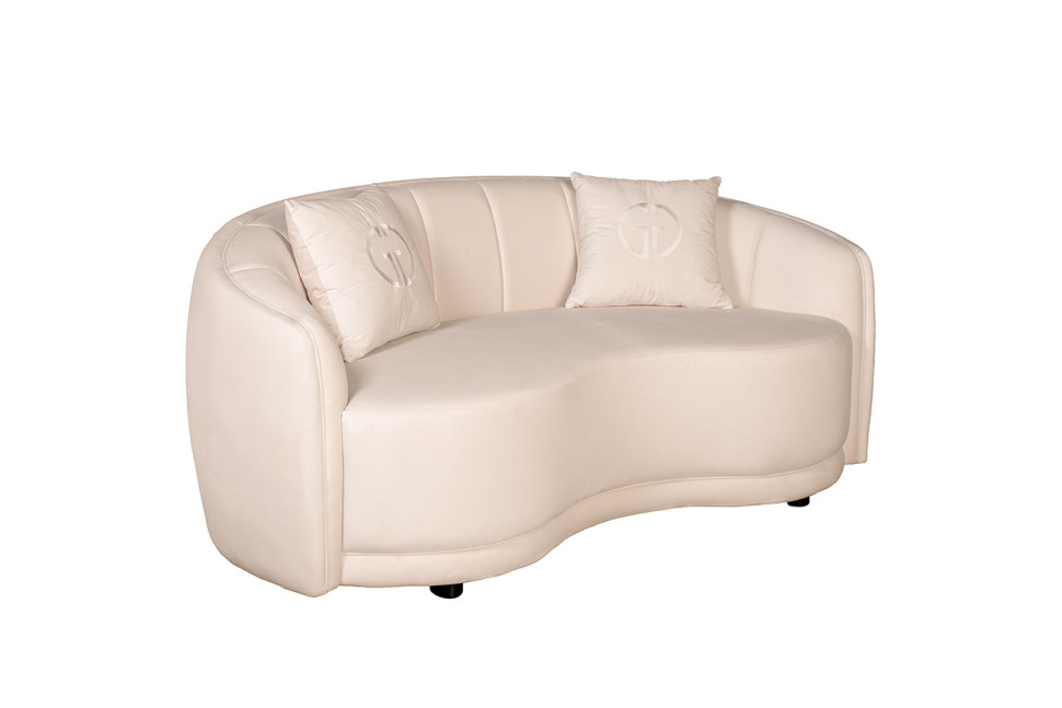 Диван двухместный велюровый бежевый