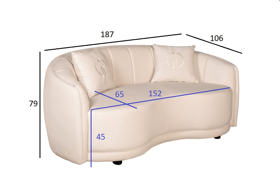 Диван двухместный велюровый бежевый