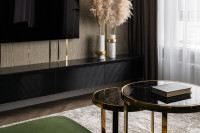 Набор из 2х журнальных столиков (стекло черный мрамор/золото)