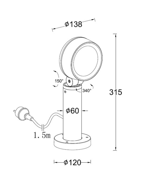 Грунтовый светильник HAMBURG W1093 Gr Oasis Light