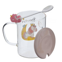 Кружка с крышкой и ложкой 450 мл, L8 W8 H11 см