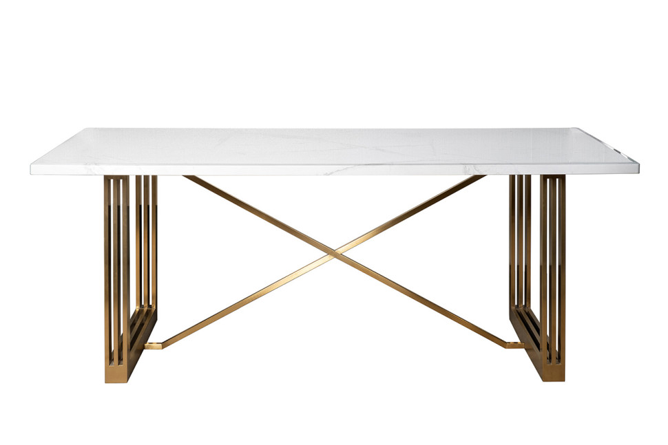 Стол обеденный прямоугольный белый/золото