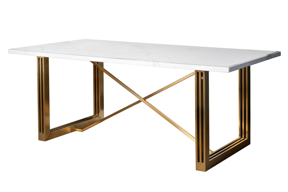 Стол обеденный прямоугольный белый/золото