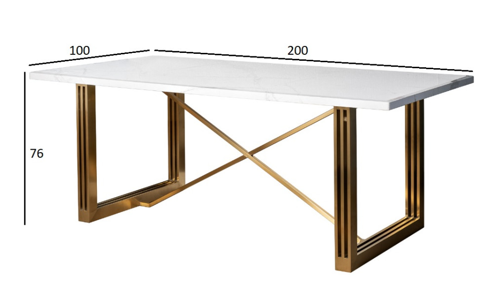Стол обеденный прямоугольный белый/золото