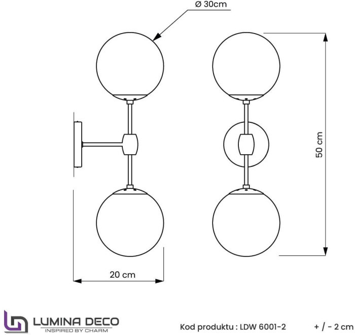 Бра Zodiak LDW 6001-2 BK+WT Lumina Deco