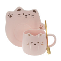 Кружка с блюдцем и ложкой, 300 мл, L16 W15 H10 см