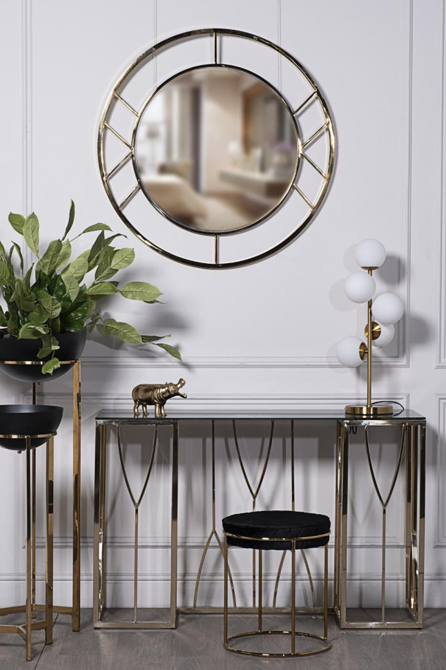 Консоль черное стекло/золото