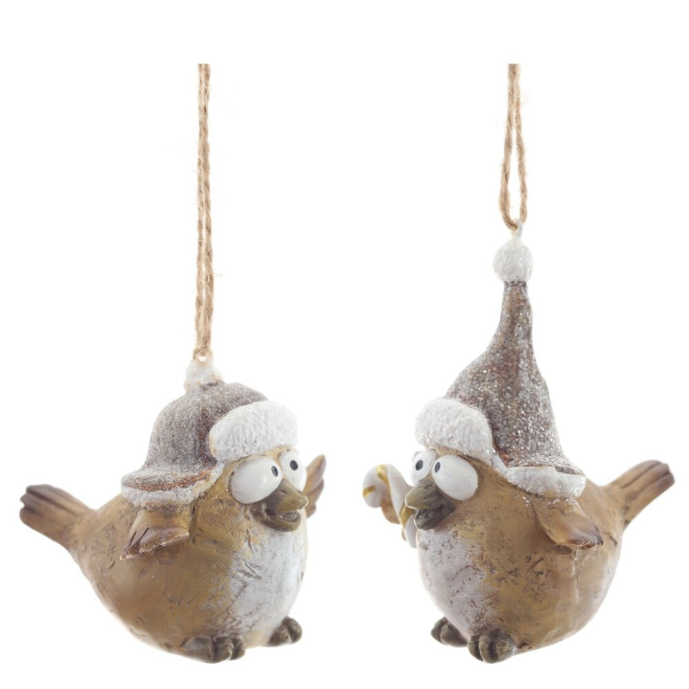 Фигурка декоративная подвесная "Птичка",   L6 W7 H6 см, 2в.