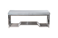 Банкетка велюровая голубая/хром Банкетка велюровая голубая/хром