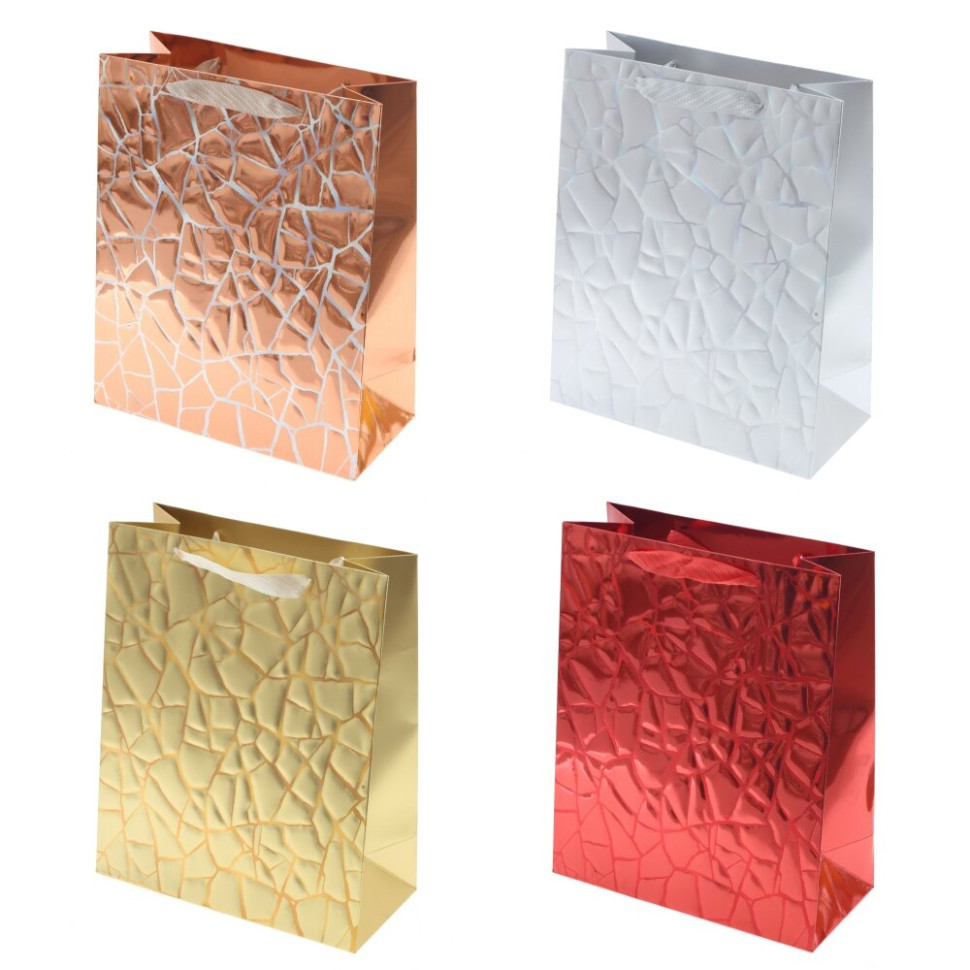 Пакет подарочный M (бумага 230г/м2, блок микс 12шт), L26 W12 H32 см, 4в.