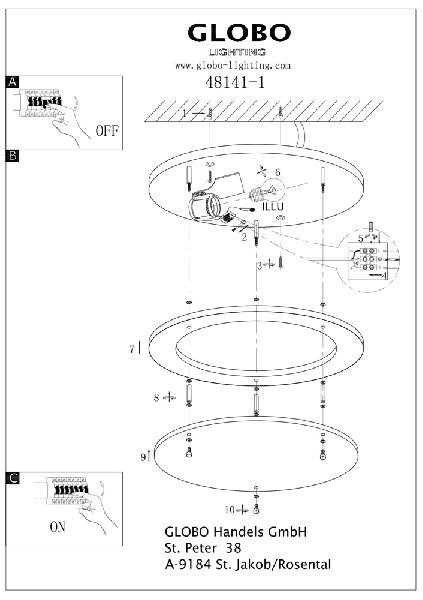 Потолочный светильник Regius 48141-1 Globo