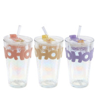 Стакан с трубочкой, L9 W9 H0,5 см, 3в.